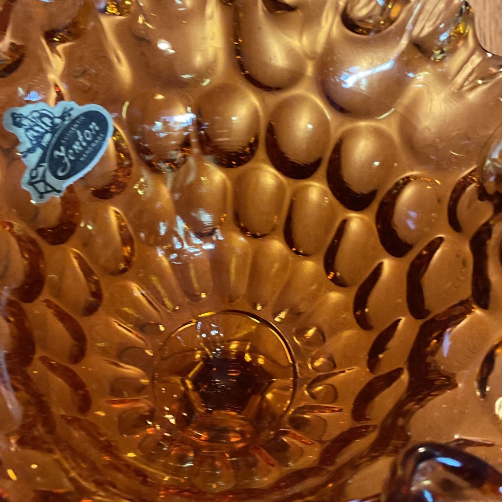 Fenton Amber Ruffled Glass Compote - Picture 6 of 6